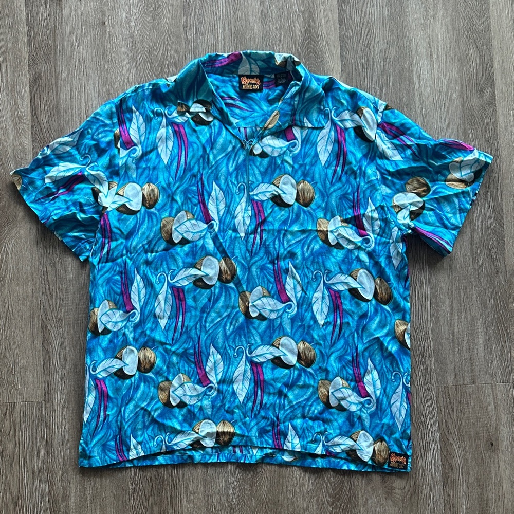 Vintage Kahlua Blue Hawaiian Short Sleeve Shirt Size Large